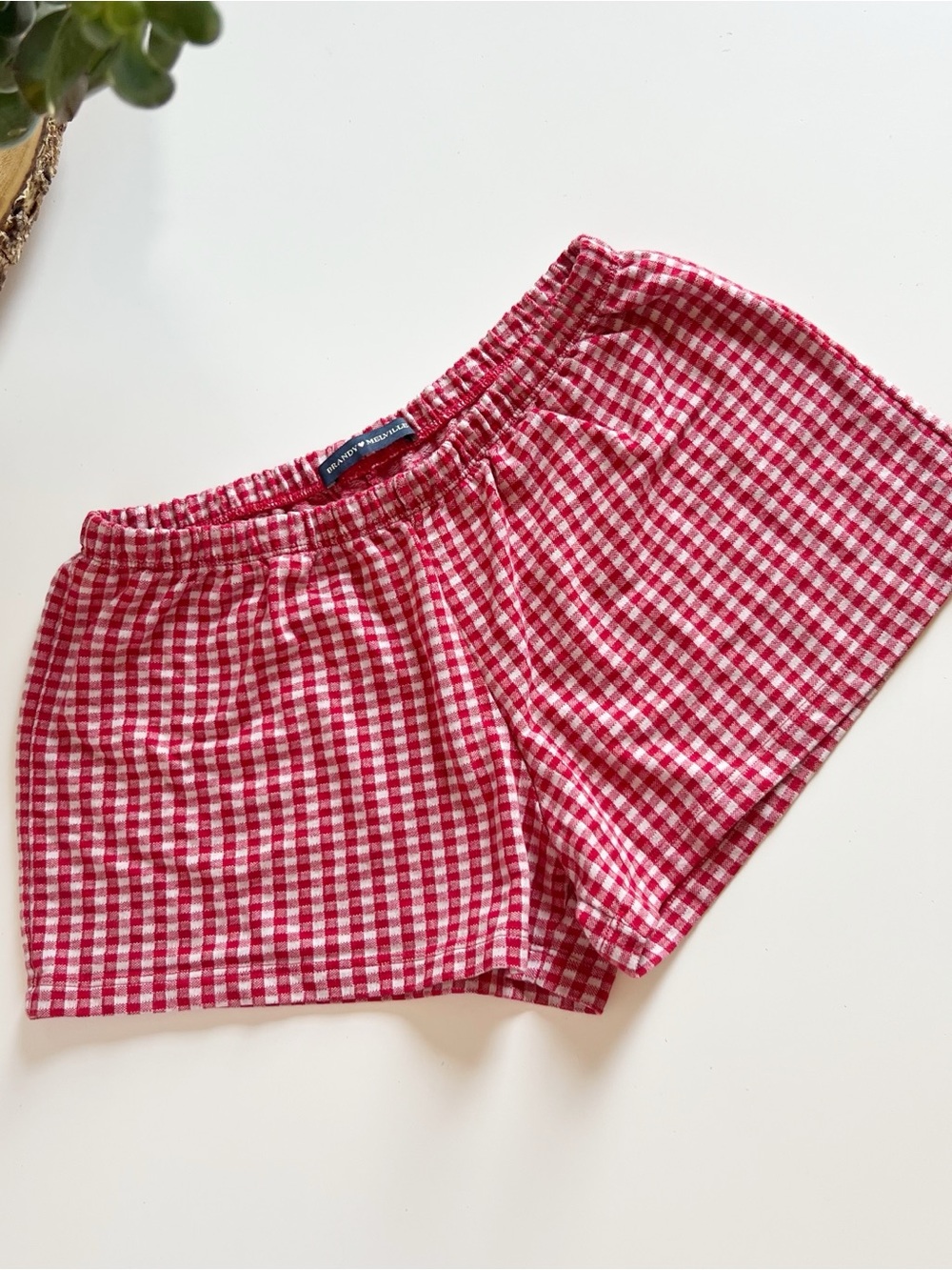 Brandy Melville Red Gingham Low Rise Boxer Pajama Shorts